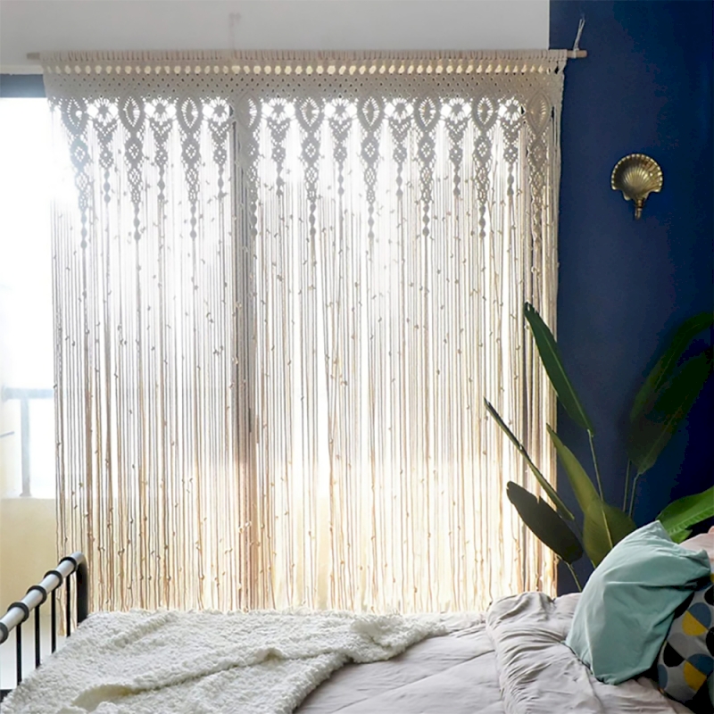 Rideau Murale Macramé Tissé Coton – Grande Taille 9,5x15 M – Décoration Bohème Pour Chambre, Salon, Mariage