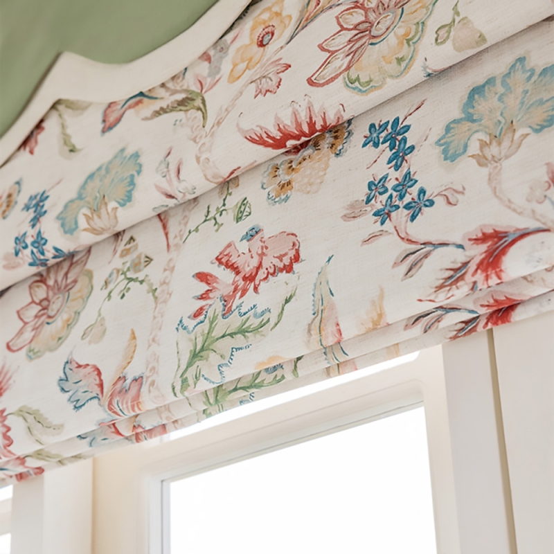 Custom-Made Printed Fabric Roman Blind with Countryside Plant Patterns in Cotton and Linen