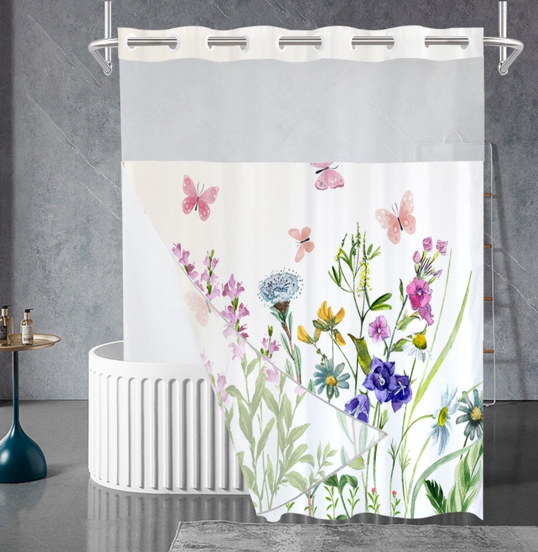 Rideau De Douche Motif Fleur Vintage