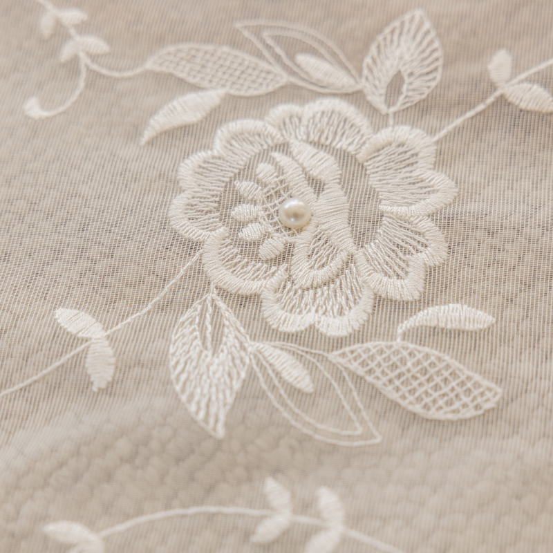 Rideaux En Tulle Brodé Amidoudou - Motif Fleur Dorée 3D, 167x245 Cm, Pour Salon Ou Mariage