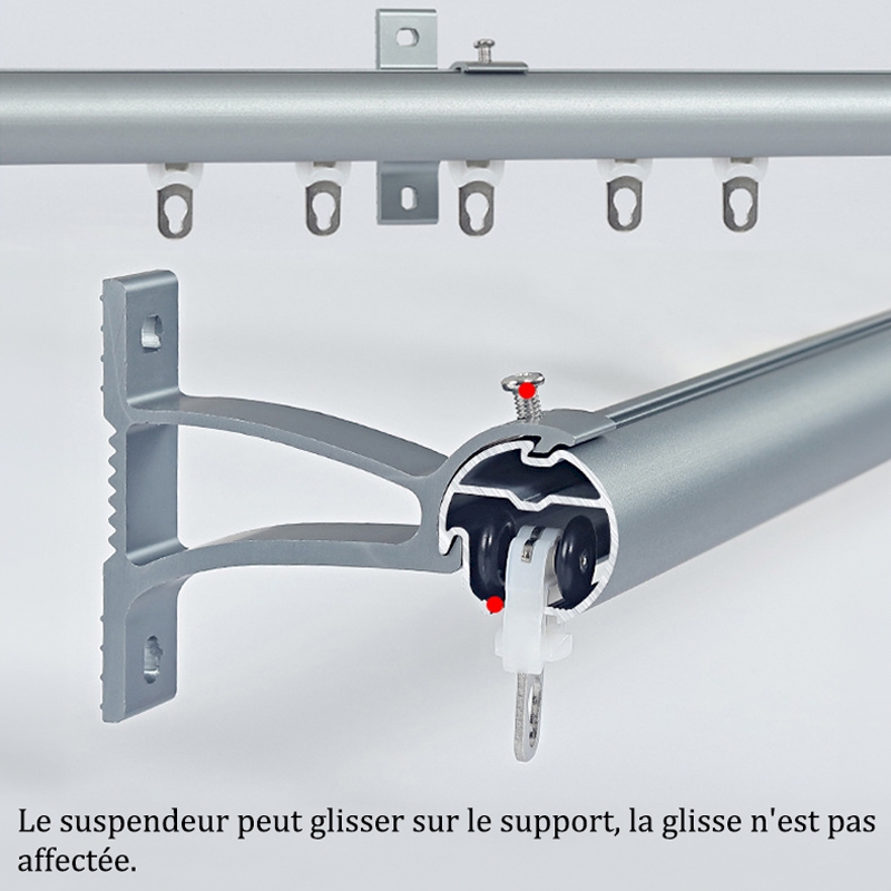 Rail de plafond silencieux à double rail en aluminium pour portes coulissantes de séparation de pièce 2,2 m Idéal pour salon, hôtel, hôpital Blanc Fonctionnement lisse Design durable
