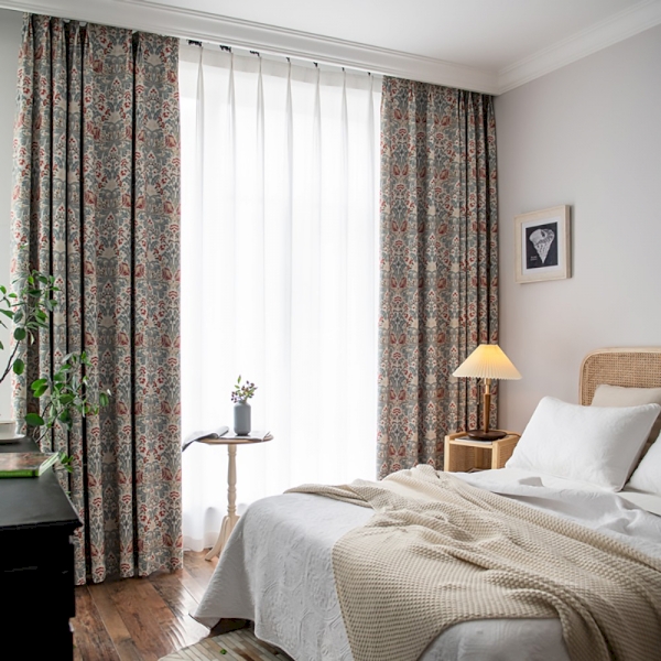 Rideau De Porte Vintage En Coton/Lin à Motifs Fleurs - Sur Mesure, Style Moderne