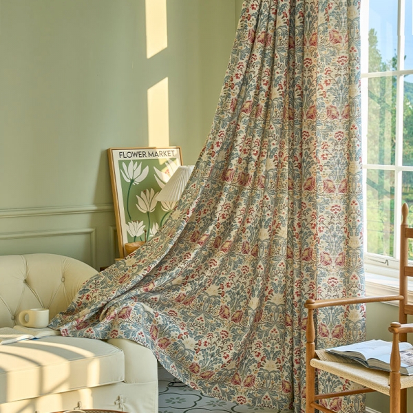 Lot 6 Rideaux Plissés Vintage Style Victorien - Toile De Jouy Doublés, Occultants, USA