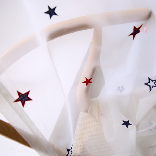 Embroidered Star Curtain for a Child's Room
