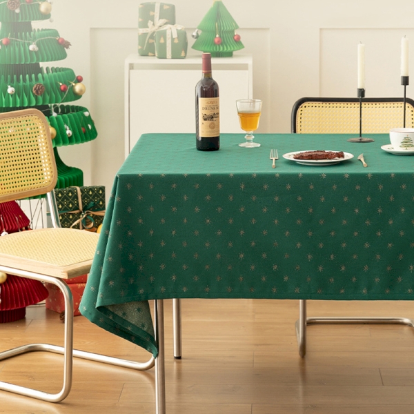 Nappe De Noël HOMESCAPES – Motif Cerf Argenté, 132x228 Cm, 6-8 Places, Brillant