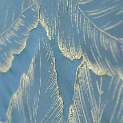 Large Gilt Leaf Curtain, Faux Silk Jacquard, Premium Fabric - 3 Color Options