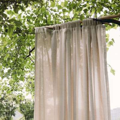 Tenda in garza spessa traslucida in morbido lino-cammello