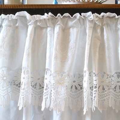 Double-Layered Lace Cutout Flower Half Curtains, Small Window Curtains, Short Window Curtains, Cafe Curtains, Kitchen Curtains