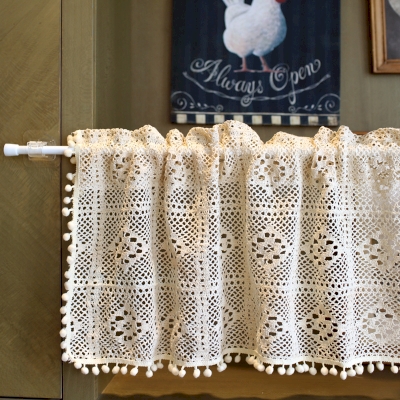 Cotton Thread Crochet Half Curtains, Small Window Curtains, Short Window Curtains, Cafe Curtains, Kitchen Curtains