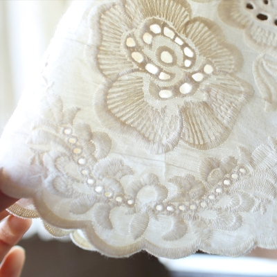 Tenda in cotone ricamata beige, tenda da cucina, 1 pezzo