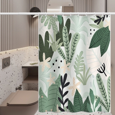 Rideau de Douche Imperméable et Anti-Moisissure Plantes Vertes