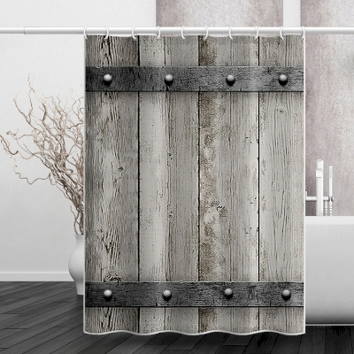 Rideau de Douche Imperméable et Anti-Moisissure Porte en Bois d'Époque