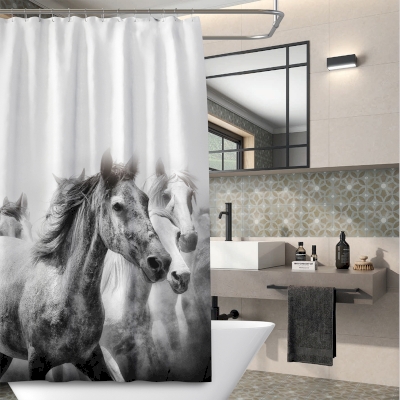 Rideau de Douche Imperméable et Anti-Moisissure Cheval au Galop