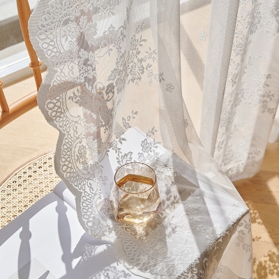 Sheer Curtains, Exquisite Lace, Embroidered Cotton Voile, White