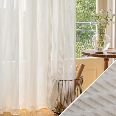 Sheer Texture Classic Vertical Stripes, White