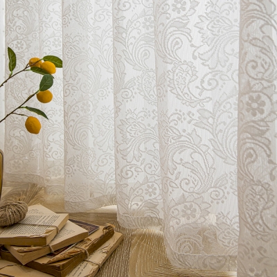 Sheer Curtains, Vintage Lace, Wavy Pearl Edge, White