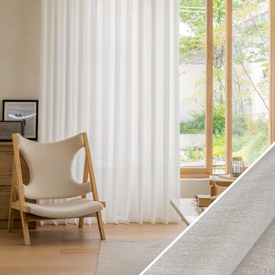 Paros Sheer, Synthetic Linen Fabric, Shiny White