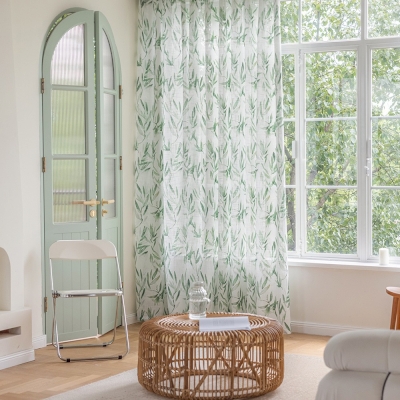 Sheer Curtains, Custom Bamboo, Linen Textured Fabric, 2 Colors Available