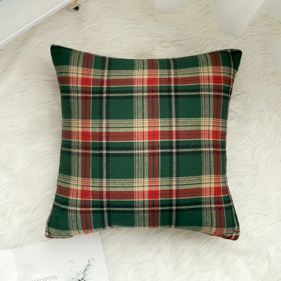 Oreiller de coussin de canapé de Noël à carreaux verts