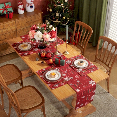 Christmas Table Runner with Festive Patterns