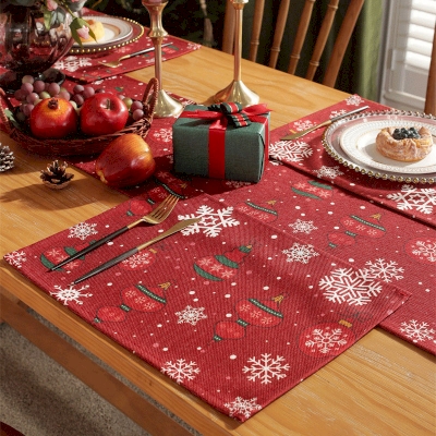 Christmas Table Runner with Festive Patterns