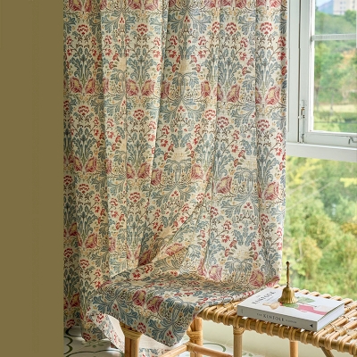 Morris-style cotton-linen curtains, 2 colors