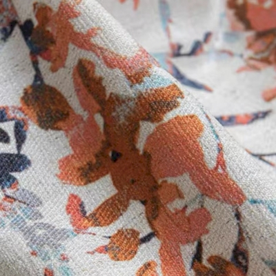 Watercolor Curtain, Vine Flower, Burnt Orange