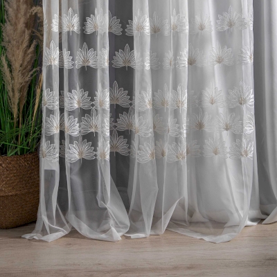 Sheer Curtains, Iris Embroidered Elegance, White