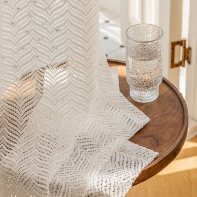 Custom Modern Sheer Curtains, V-Shaped, Ultra-Soft Cashmere Fiber Fabric