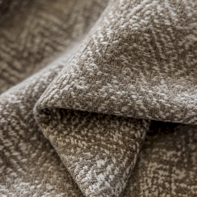 Rideau Chant de La Nature Lin et Coton Naturel Marron, Motif Ondulé Artistique