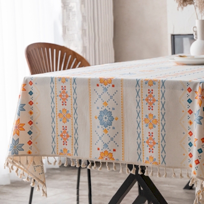 Ethnic Style Striped Waterproof Tablecloth, Rectangle Tablecloths, Square Tablecloths, Vinyl Oilcloth Tablecloth