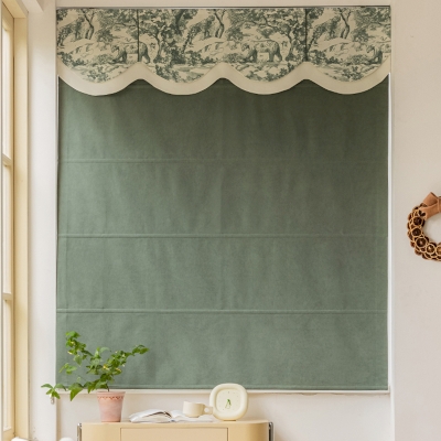 Stores Bateaux Sur Mesure en Chenille Vert,Toile de Jouy