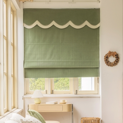 Stores Bateaux Sur Mesure en Chenille Vert, Motif Arête de Poisson