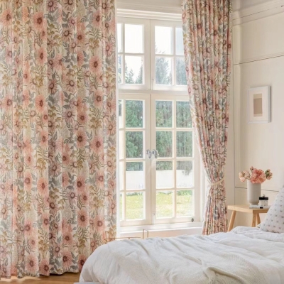 Rideau Marguerite Champêtre en Coton et Lin, 3 Couleur