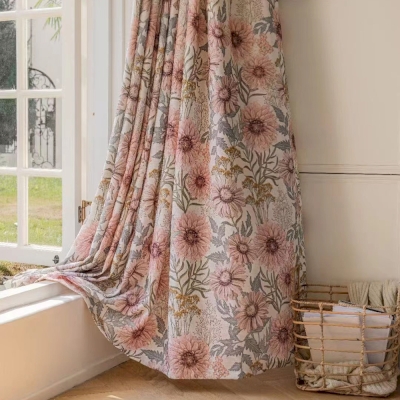 Rideau Marguerite Champêtre en Coton et Lin, 3 Couleur