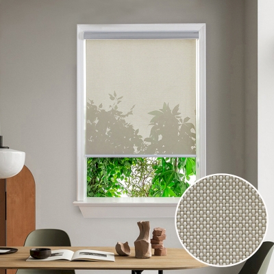Custom Made Khaki Waterproof Roller Shade - Fire Retardant Fabric