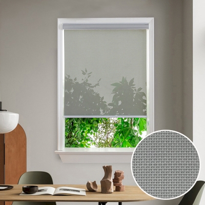 Custom Made Waterproof Smoke Gray Roller Shade - Fire Retardant Fabric