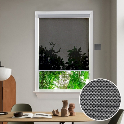 Black Gray Waterproof Custom Made Roller Blind - Fire Retardant Fabric