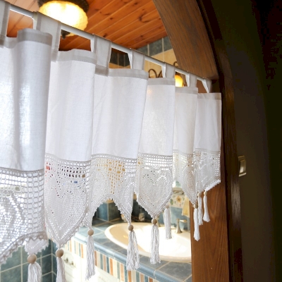 Heart-Shaped Cotton Short Window Curtains, Small Window Curtains, Half Window Curtain, Cafe Curtains, Kitchen Curtains