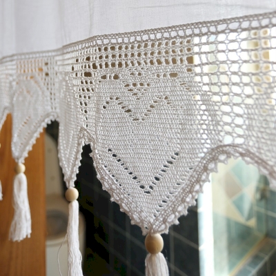 Heart-Shaped Cotton Short Window Curtains, Small Window Curtains, Half Window Curtain, Cafe Curtains, Kitchen Curtains