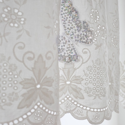 Sequin Butterfly Embroidered Short Window Curtains, Small Window Curtains, Half Window Curtain, Cafe Curtains, Kitchen Curtains