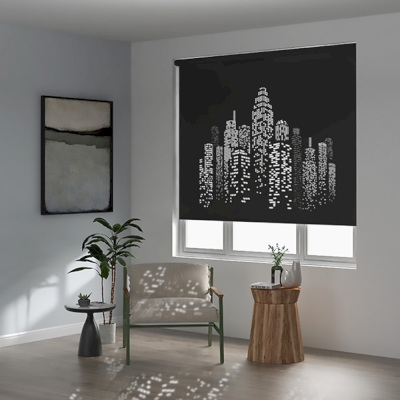 Custom Blackout Roller Blinds with Hollow City Pattern