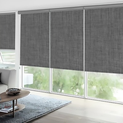 Custom Linen-Texture Boxed Roller Blinds - 9 Color Options