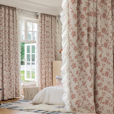 Tenda LOTUS, motivo floreale, tenda oscurante, tessuto liscio in ciniglia