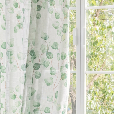 Sheer Curtains, Vitality-Inspired, Mystical Foliage - Green and Blue
