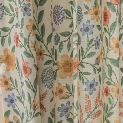 Rideaux Imprimés Lucette, Tissu Coton et Lin, 3 couleurs disponibles