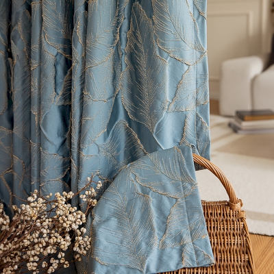 Large Gilt Leaf Curtain, Faux Silk Jacquard, Premium Fabric - 3 Color Options