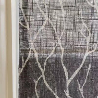 Grey Voile Roman Blinds with Tree Pattern
