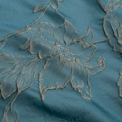 Rideau Fleury, Tissu Jacquard Haut de Gamme, Bleu