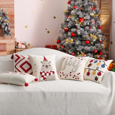 Decorative Embroidered Christmas Party Throw Pillow, Decorative Pillows, Couch Throw Pillows, Christmas Pillows